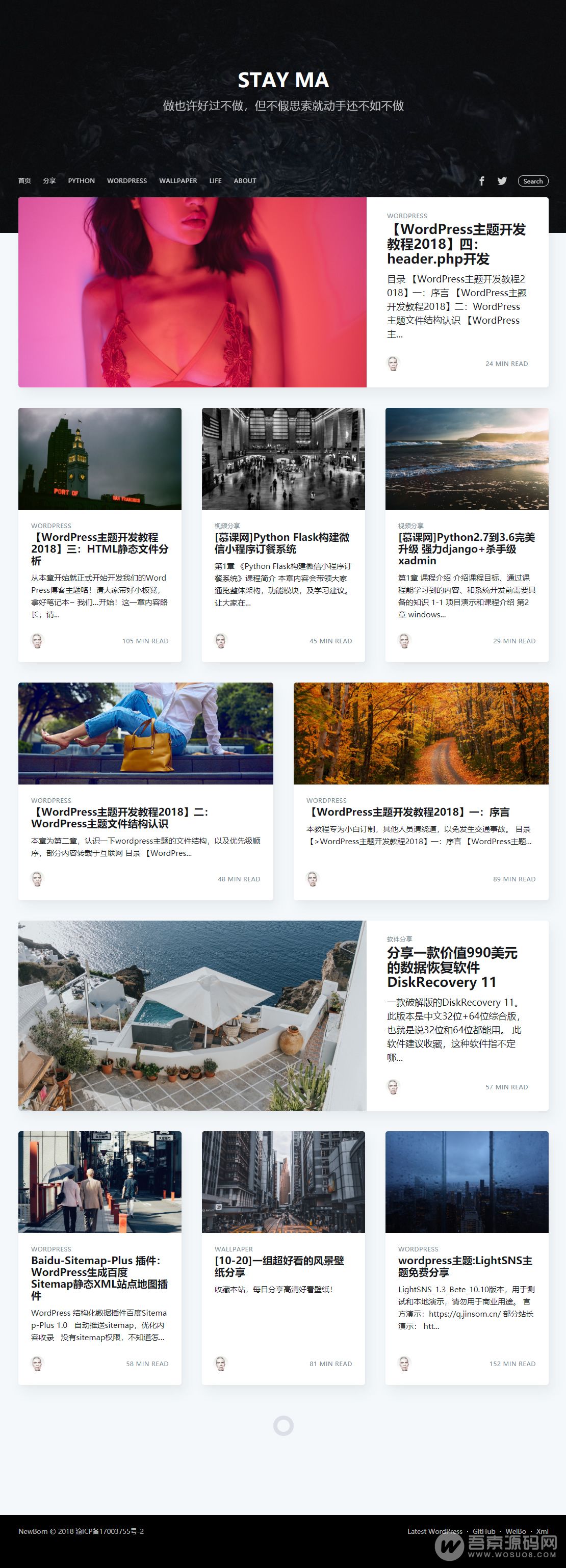 wordpress博客主题：GitGhost v1.0.1开源主题，HTML5响应式设计，手机自适应，全站ajax无刷新(图1)